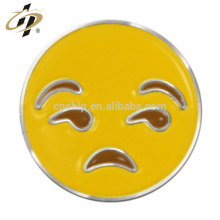 Wholesale emoticon enamel custom metal sadly badge pins